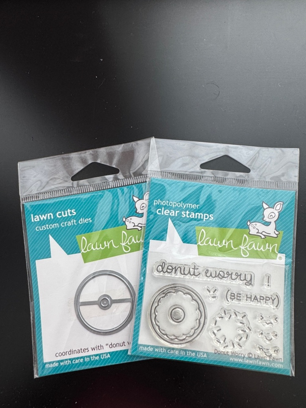 Donut Worry Clear Stamps & Lawn Cuts Craft Dies - Teal Packaging